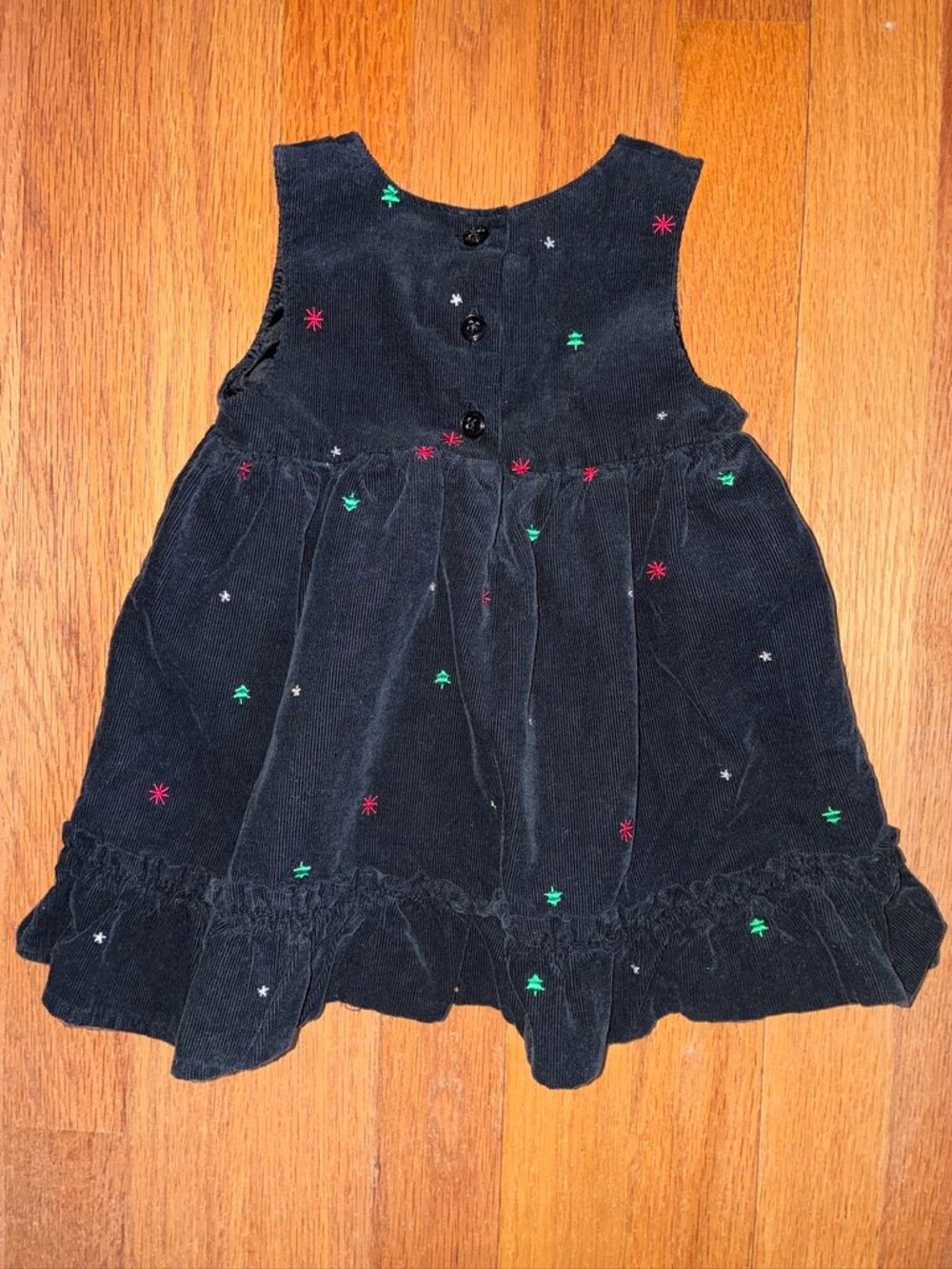 OshKosh B'gosh Baby Black Corduroy Embroidered Holiday Dress 9 Months